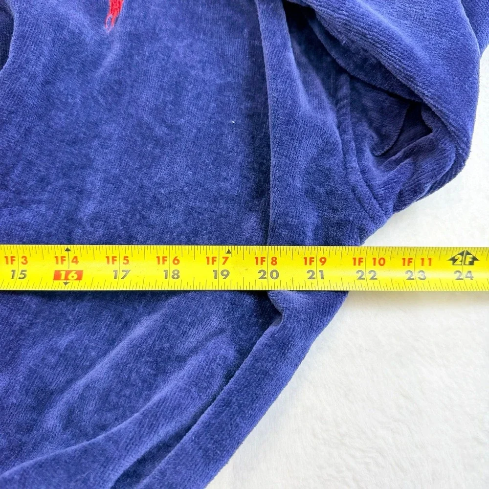 Polo Ralph Lauren Mens L/XL Navy Blue Velour Bathrobe Shawl Collar Pony Logo